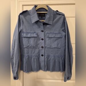 Lucky Brand Ruffled Blue Jean Style Peplum Jacket